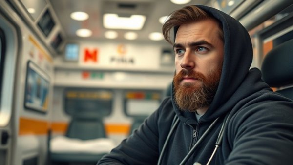 The Pitt Season 3 character pensive in ambulance