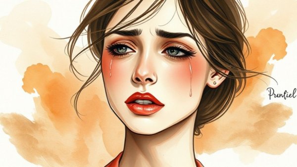Watercolor illustration of emotional woman, emotional sensitivity awareness.