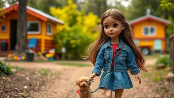 2027 Girl of the Year doll Daisy Davenport with dog at campground.