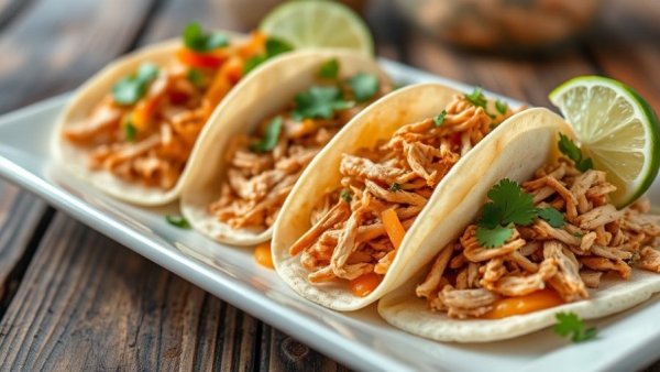 Shredded chicken tacos with cilantro and lime, Cheap Recipes to Feed a Crowd.