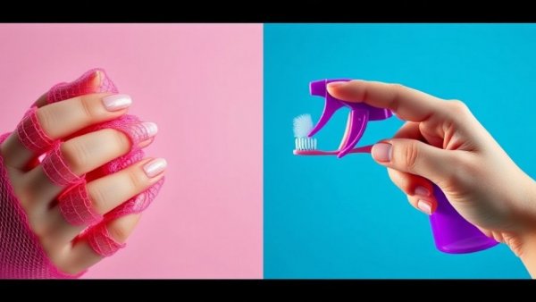 Weird beauty hacks for youthful appearance with nails and spray.