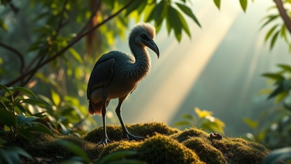 Reviving the Dodo: photorealistic dodo in jungle setting.