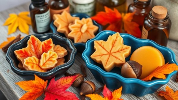 Autumn DIY dish soap bars in leaf shapes with essential oils and cloves