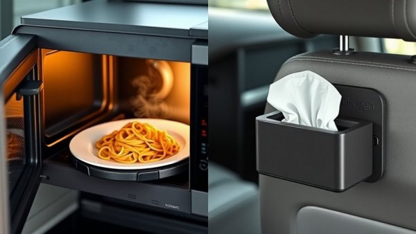 Cheap everyday items that are purely genius, like a microwave plate holder and car tissue organizer.