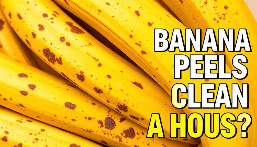 Ripe banana peels with text on cleaning question, home cleaning concept.