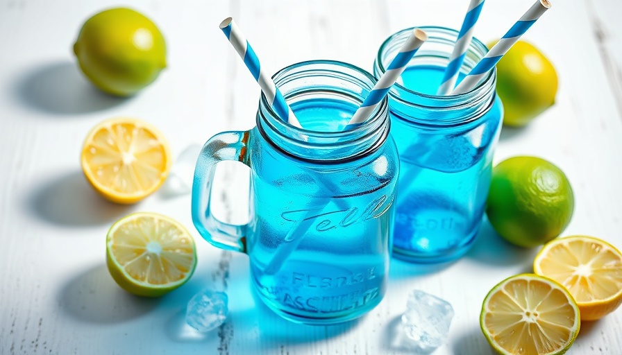 Colorful vintage-style mason jars with limes and ice.