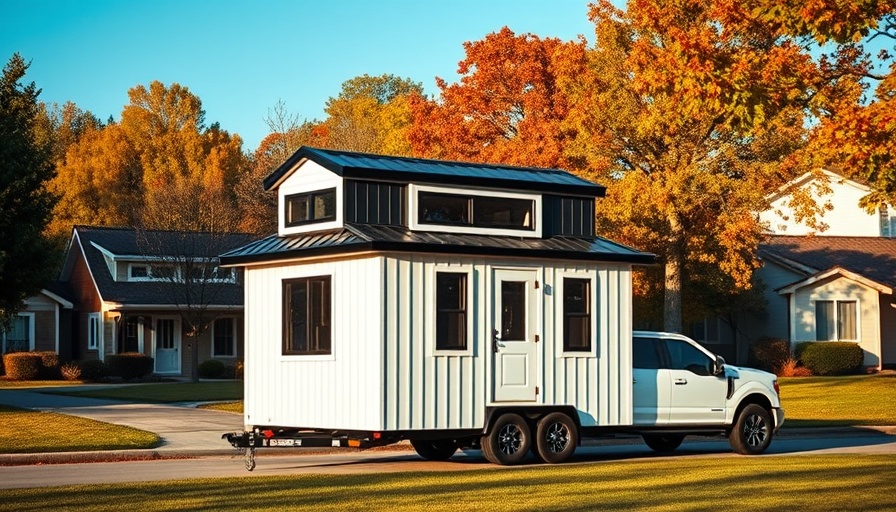 Modern Amazon tiny home Southern farmhouse style in suburban setting.