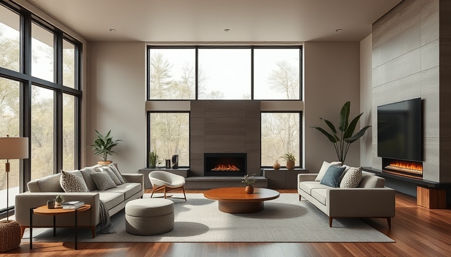 Modern living room showcasing sustainable remodeling features.