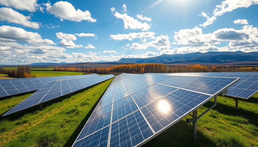 Renewables Helped Prevent Blackouts: Solar panels in autumn landscape.