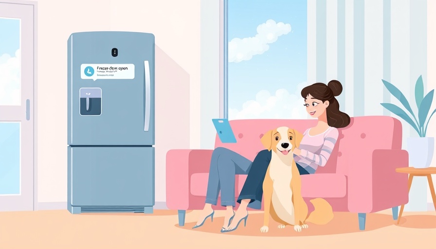 Smart home technology solutions illustration with alert system.