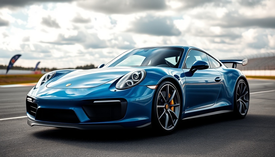 Blue Porsche on a track in daylight, Porsche secret garage