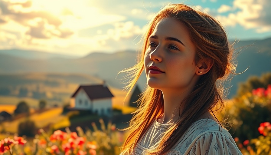 Vivid scene of a woman in nature, Healing Beyond Childhood Struggles.