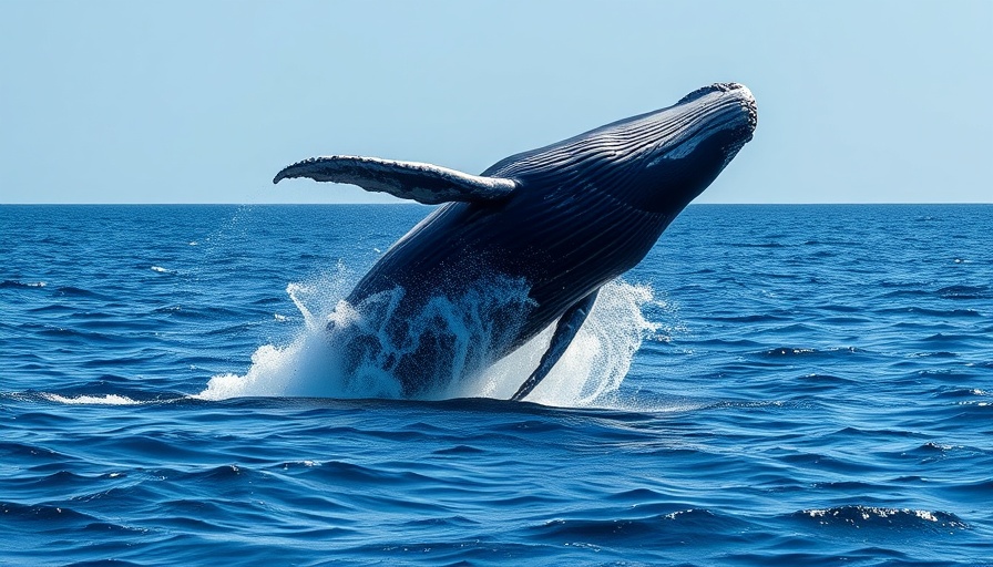 Humpback whale breaching in the ocean, dramatic scene.