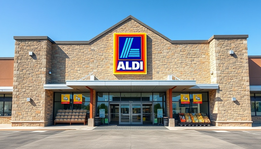 ALDI store exterior with clear sky background.