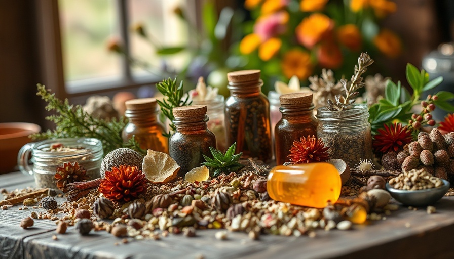 FairWild Certification in US Farming: Herbs and resins on rustic table.