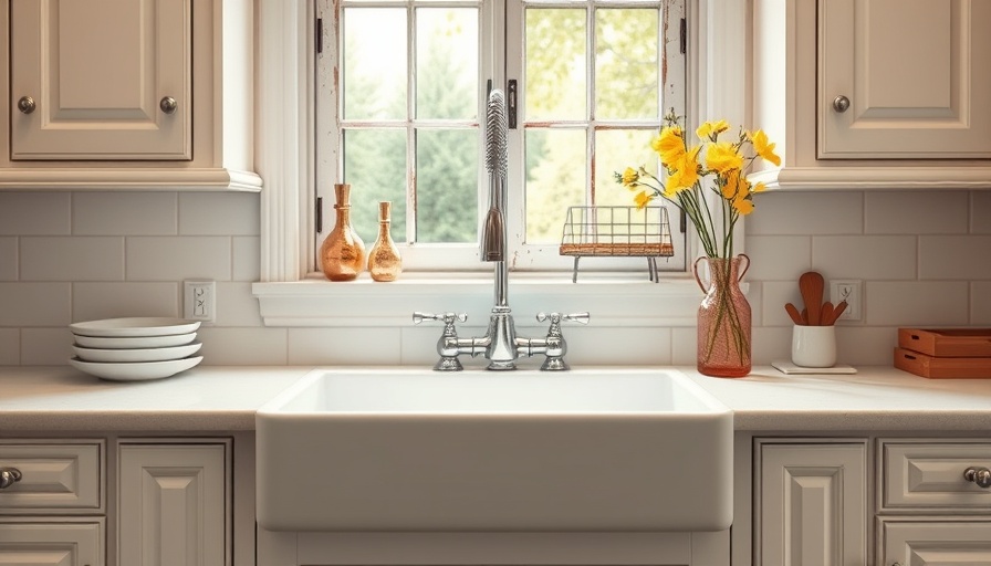 Clean porcelain sink in an elegant kitchen setup with vintage details.