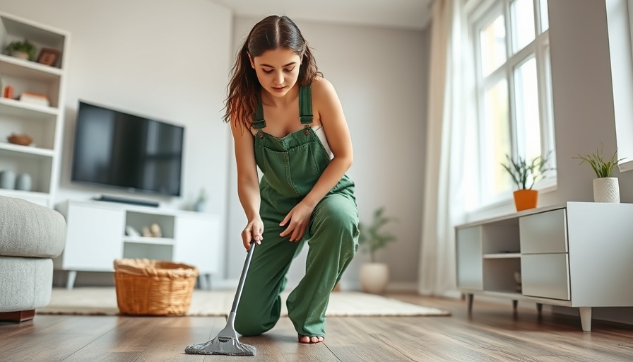 Home cleaning St. Catharines: woman mopping living room.