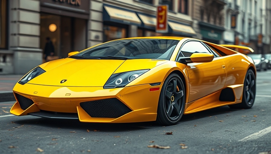 Lamborghini Murcielago crash in urban street scene.