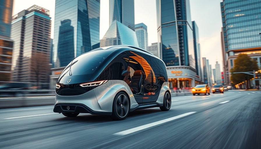 Futuristic vehicle in city for Stellantis Level 3 AutoDrive Program.