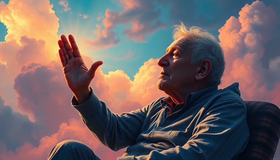 Elderly man in colorful setting depicts vulnerability in mental health.