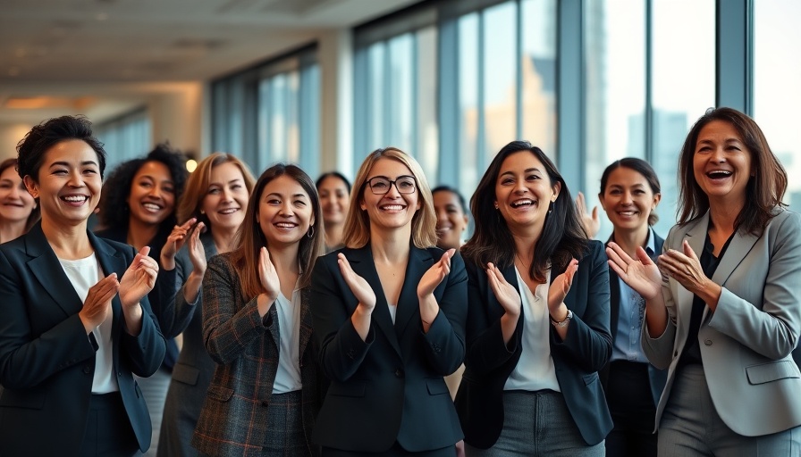 Women in Remanufacturing Network celebrating milestones, diverse group, modern setting.