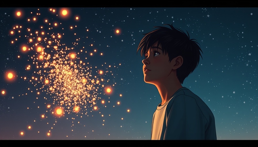 Person in surreal night sky releasing glowing particles, symbolizing micro-faith benefits.