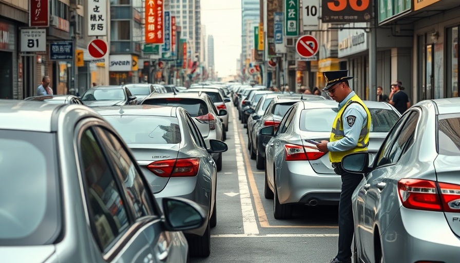Urban illegal parking solutions scene with enforcement measures.