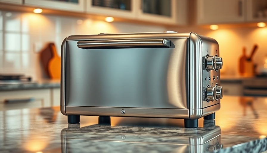 Spotless clean toaster oven on granite countertop in kitchen.