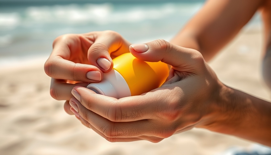 Pouring sunscreen from yellow bottle on beach - should you toss your sunscreen after summer ends?