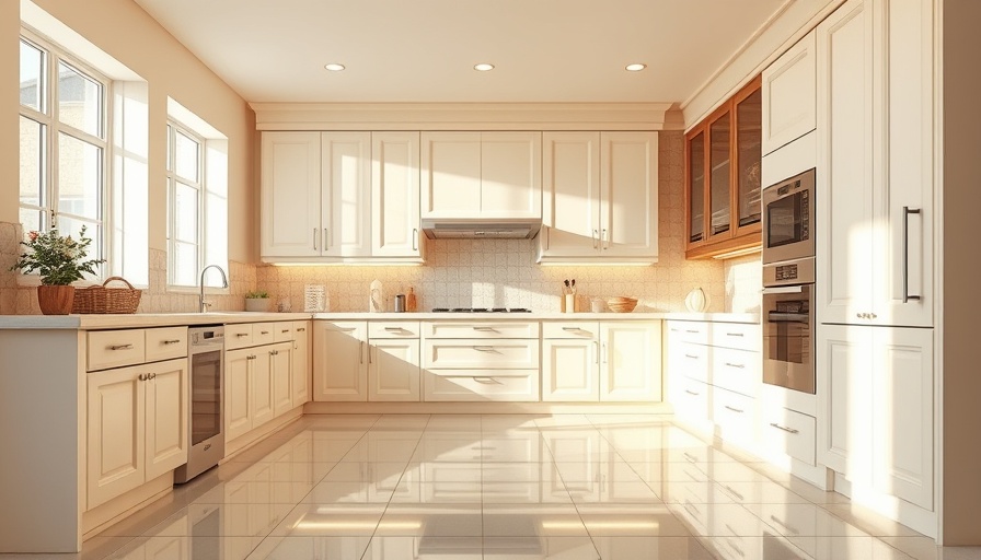 Immaculately clean kitchen with detailed tiles in Orange County.