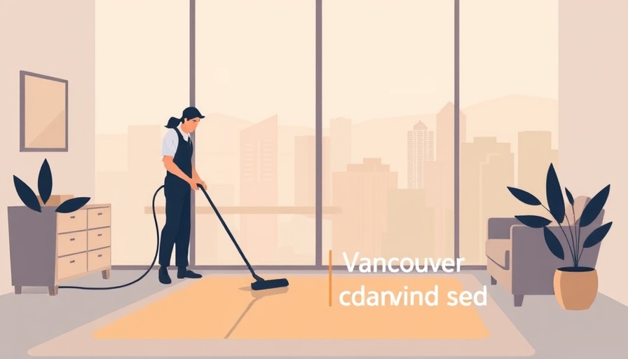 Professional house cleaning Vancouver illustration with city skyline