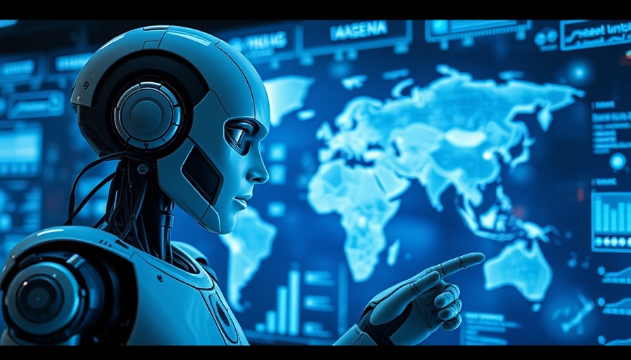 Futuristic AI discovery platform RedeepSeek interface with robot and data.