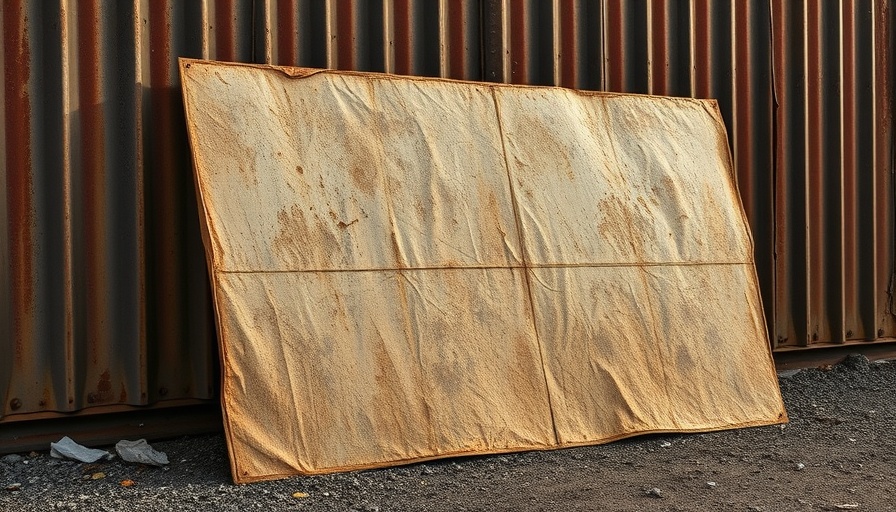 Weathered asbestos sheets against a metal wall, proving asbestos liability claim.