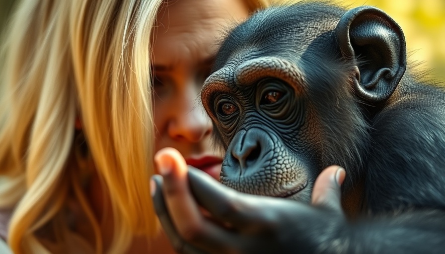 Jane Goodall chimpanzee interaction with tension, close-up.