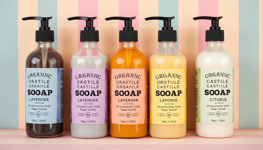 Colorful Castile soap bottles for 'Uses of Castile Soap'.