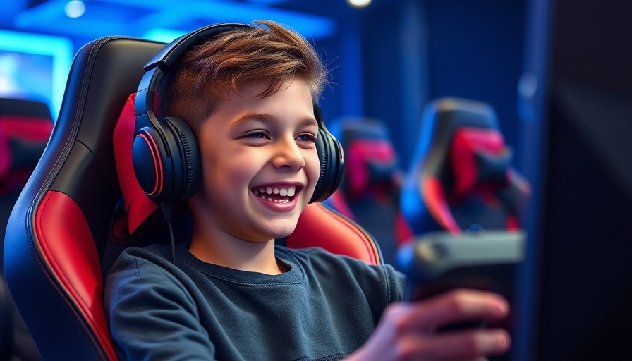Young boy enjoying the MyWirelessCoupons Game, gaming setup.