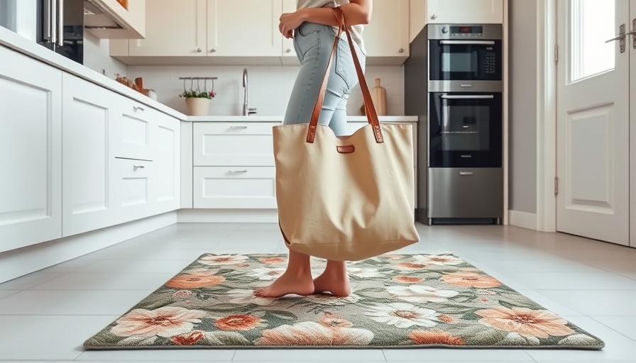 Bougie Lifestyle Upgrades kitchen with floral mat and luxury bag.