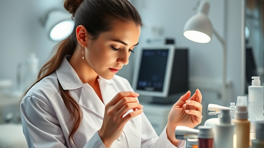 Paramedical esthetician insights in a clinical setting with skincare products.