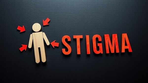 Psoriasis and Mental Health, wooden figure with red arrows representing stigma.