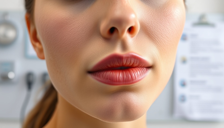 Close-up of woman's face showing potential filler areas, clinic setting.