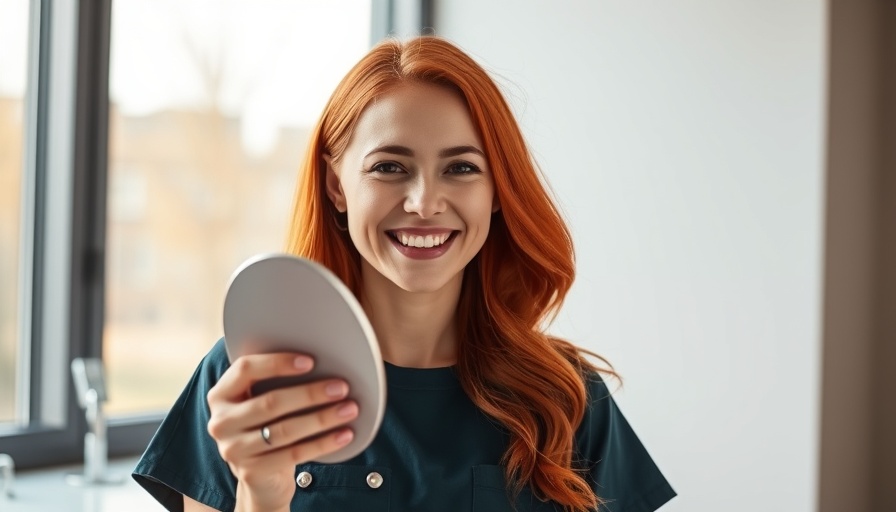 Cheerful woman at skin rejuvenation clinic, glowing skin, smiling.