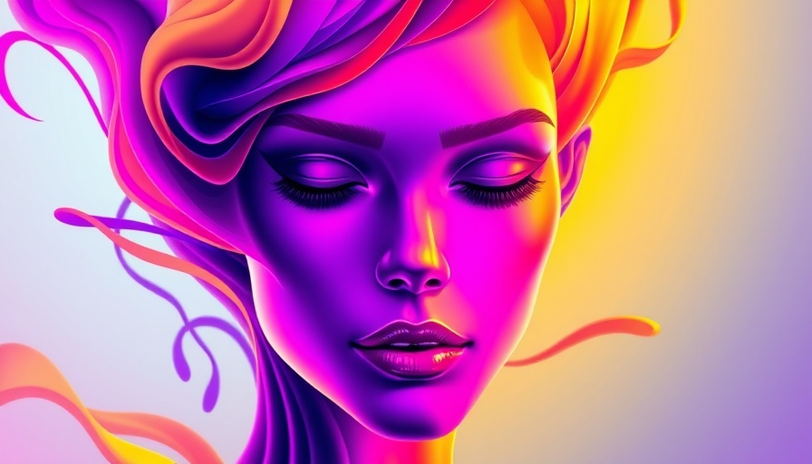 Abstract design for facial symposium event with purple and orange hues.