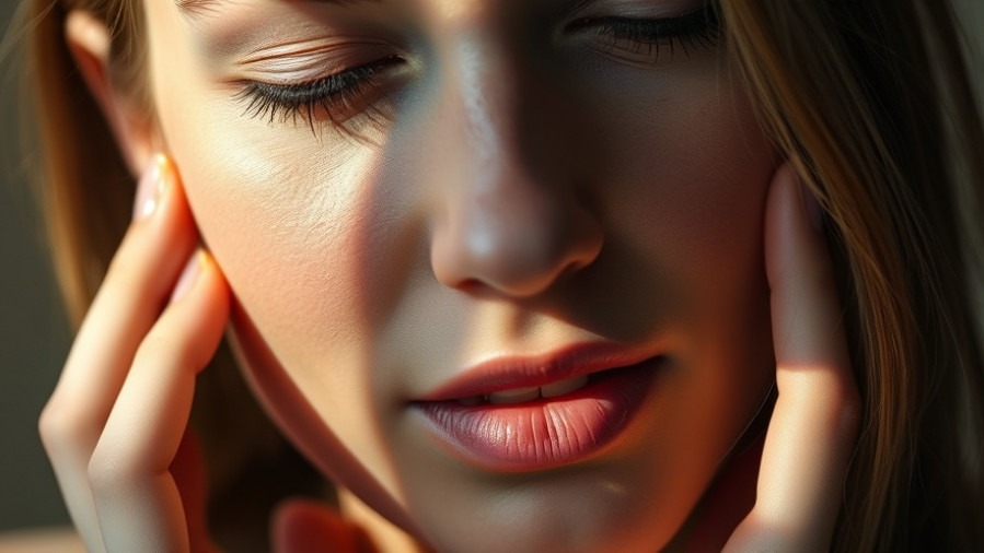 Close-up of an expressive woman illustrating psychodermatology and emotional wellness.