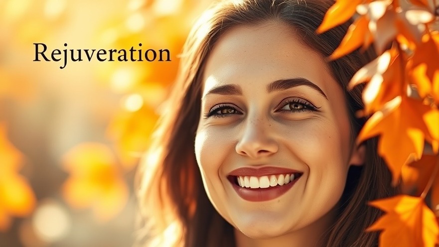 Smiling woman with radiant skin showcases fall skincare and skin rejuvenation options.