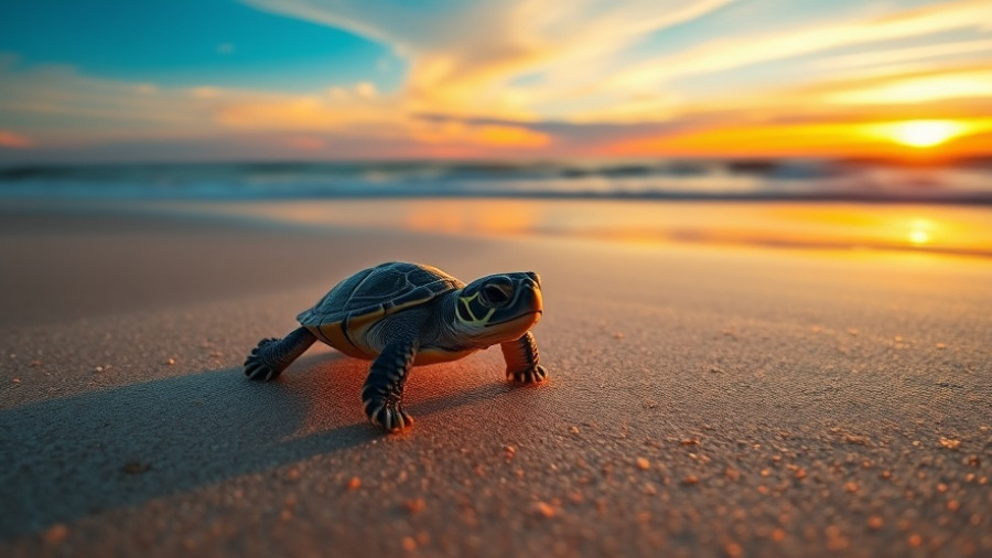 Car Rental Levy Barbados: Baby Turtle on Beach at Sunrise