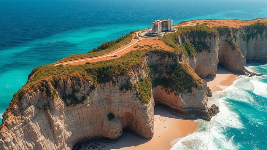 Breathtaking coastal view with a resort, ideal for family travel.