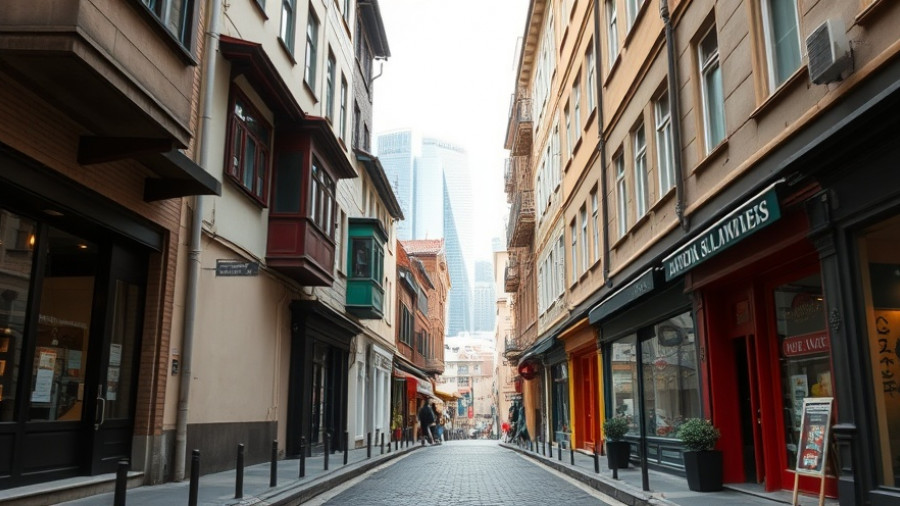 Charming street with traditional buildings for picking travel destinations.