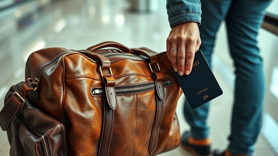 Travel on budget essentials: passport and leather bag.