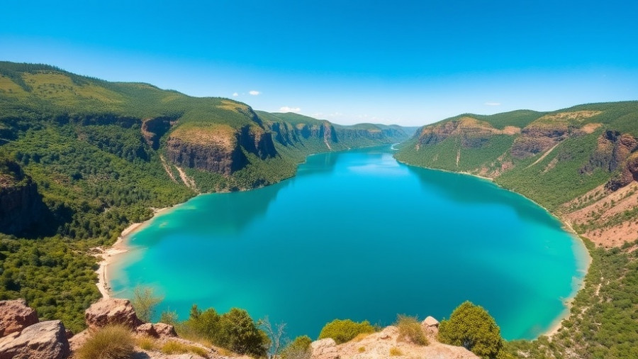 Secluded turquoise lake in lush valley, choosing a travel destination.