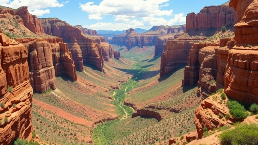 View of Zion National Park showcasing red rock cliffs and greenery under clear skies, related to trip costs.